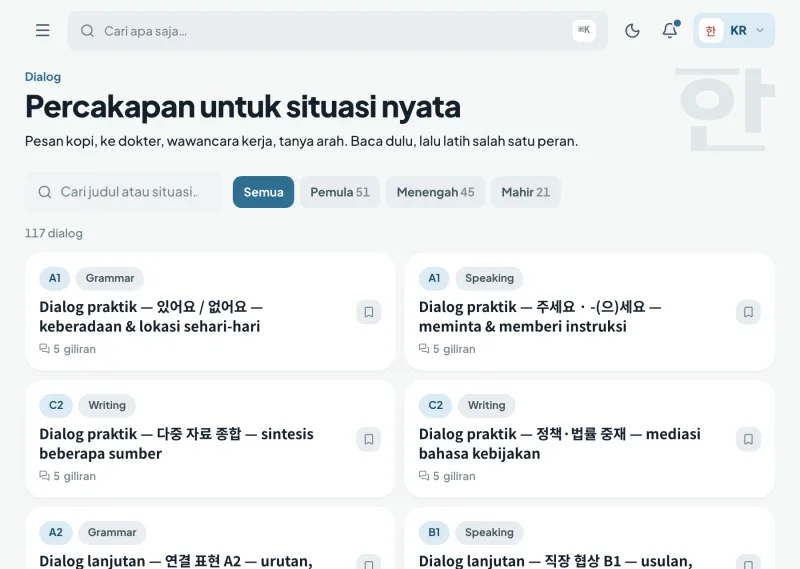 Dialog dua arah di Speakly.