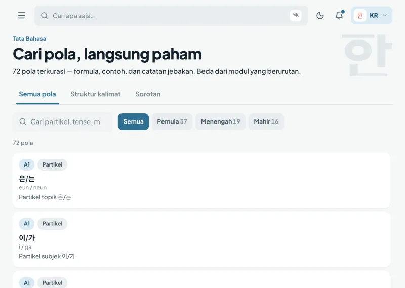 Tata bahasa di Speakly.